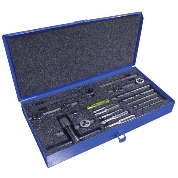 Greenfield Threading - Tap & Die Sets Minimum Tap Thread Size (mm): M6x1.00 Maximum Tap Thread Size (mm): M12x1.75 - Americas Industrial Supply