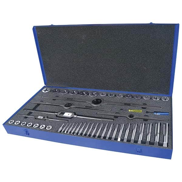 Greenfield Threading - Tap & Die Sets Minimum Tap Thread Size (Inch): 1/4-20 Maximum Tap Thread Size (Inch): 1-14 - Americas Industrial Supply