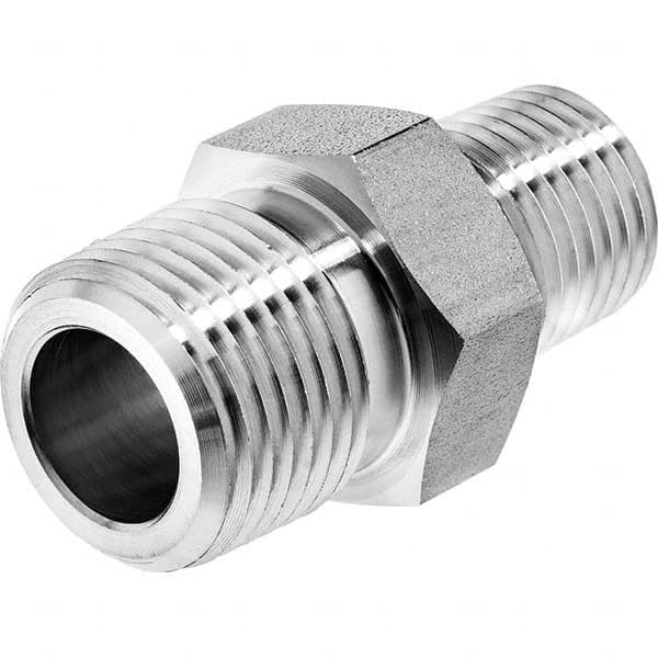 USA Sealing - 1/2 x 1/8" 316 Stainless Steel Pipe Reducing Hex Nipple - Americas Industrial Supply