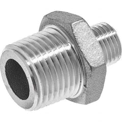 USA Sealing - 3/8 x 1/4" 304 Stainless Steel Pipe Reducing Hex Nipple - Americas Industrial Supply