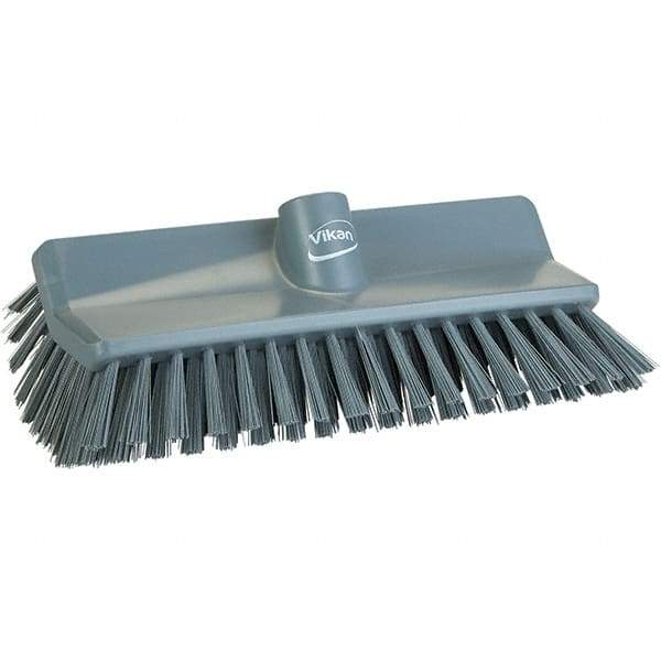 Vikan - 1-1/2" Bristle Length, Polyester Cleaning & Finishing Brush - 9-5/8" Long x 5" Wide Head, 9.6" OAL, Gray, Polypropylene Block - Americas Industrial Supply