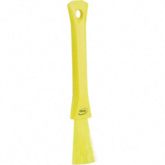 Vikan - 2-1/4" Bristle Length, Polyester Detail Brush - 1-1/4" Long x 0.4" Wide Head, 8.07" OAL, Ergonomic Handle, Yellow, Polypropylene Block - Americas Industrial Supply