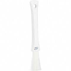 Vikan - 2-1/4" Bristle Length, Polyester Detail Brush - 1-1/4" Long x 0.4" Wide Head, 8.07" OAL, Ergonomic Handle, White, Polypropylene Block - Americas Industrial Supply