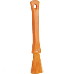Vikan - 2-1/4" Bristle Length, Polyester Detail Brush - 1-1/4" Long x 0.4" Wide Head, 8.07" OAL, Ergonomic Handle, Orange, Polypropylene Block - Americas Industrial Supply
