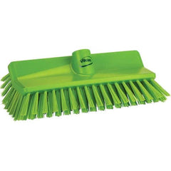 Vikan - 1-1/2" Bristle Length, Polyester Cleaning & Finishing Brush - 9-5/8" Long x 5" Wide Head, 9.6" OAL, Green, Polypropylene Block - Americas Industrial Supply