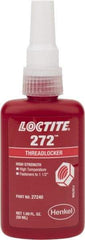 Loctite - 50 mL Bottle, Red, High Strength Liquid Threadlocker - Series 272, 24 hr Full Cure Time, Hand Tool, Heat Removal - Americas Industrial Supply