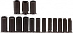 Proto - 15 Piece 1/2" Drive Deep Well Impact Socket Set - 6 Points, 3/8" to 1-1/4" Range, Inch Measurement Standard - Americas Industrial Supply