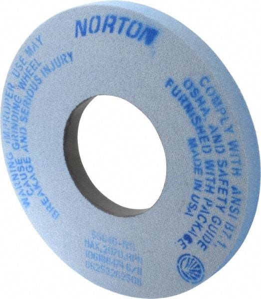 Norton - 12" Diam x 5" Hole x 1" Thick, I Hardness, 46 Grit Surface Grinding Wheel - Ceramic, Type 1, Coarse Grade, 2,070 Max RPM, Vitrified Bond, No Recess - Americas Industrial Supply