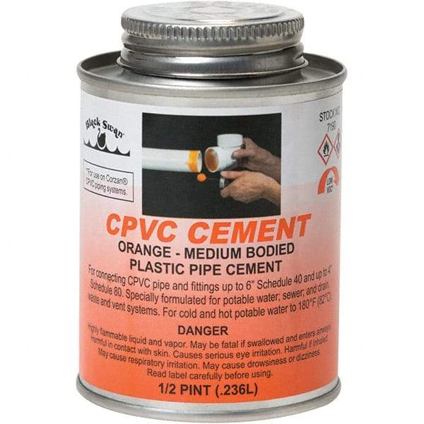 Black Swan - 1/2 Pt Medium Bodied Cement - Orange, Use with CPVC - Americas Industrial Supply