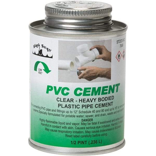 Black Swan - 1/2 Pt Heavy Duty Cement - Clear, Use with PVC - Americas Industrial Supply