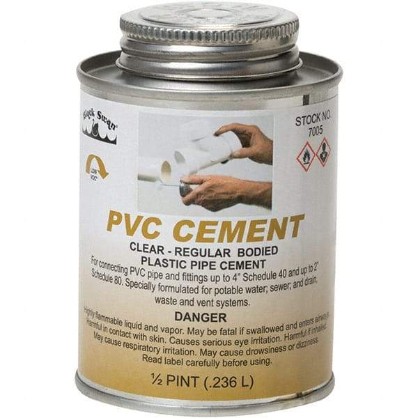 Black Swan - 1/2 Pt Regular Bodied Cement - Clear, Use with PVC - Americas Industrial Supply