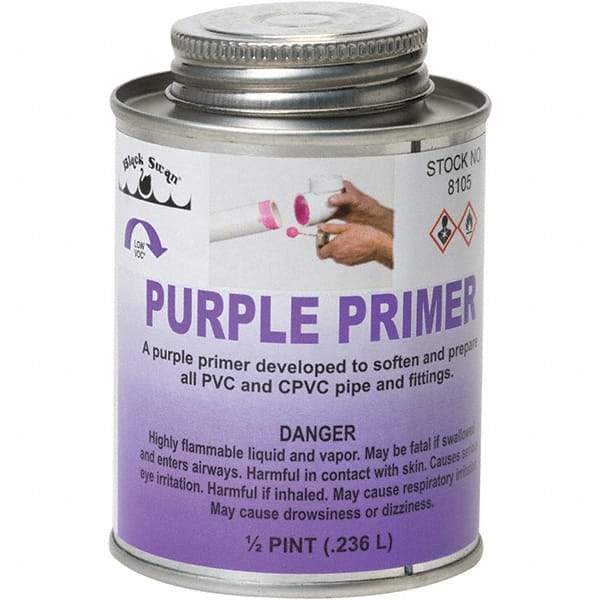 Black Swan - 1/2 Pt All Purpose Primer/Cleaner - Purple, Use with PVC & CPVC - Americas Industrial Supply