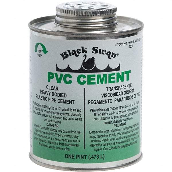 Black Swan - 1 Pt Heavy Duty Cement - Clear, Use with PVC - Americas Industrial Supply