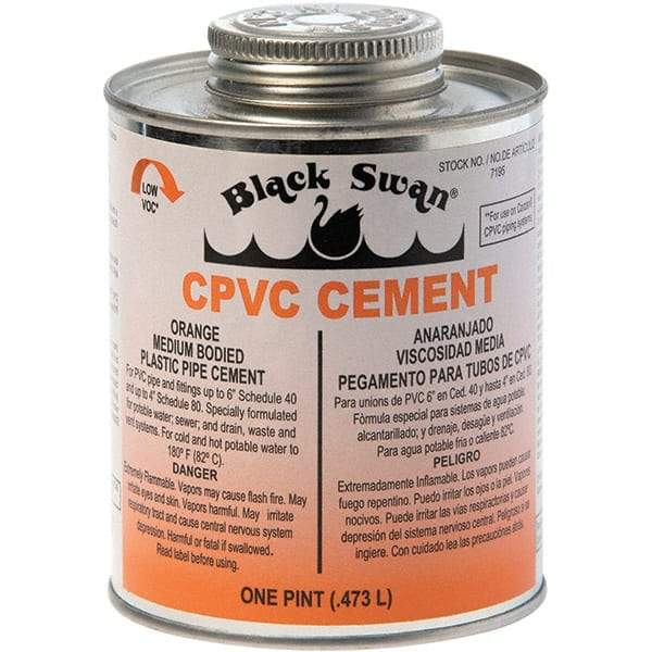 Black Swan - 1 Pt Medium Bodied Cement - Orange, Use with CPVC - Americas Industrial Supply