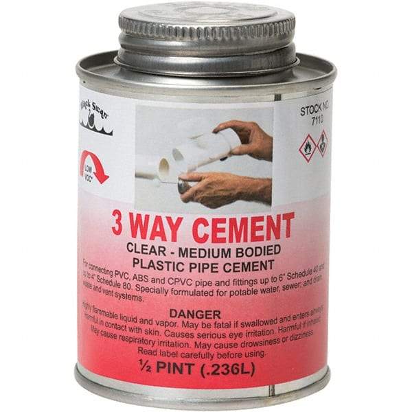 Black Swan - 1/2 Pt Medium Bodied Cement - Clear, Use with ABS, PVC & CPVC up to 6" Diam - Americas Industrial Supply