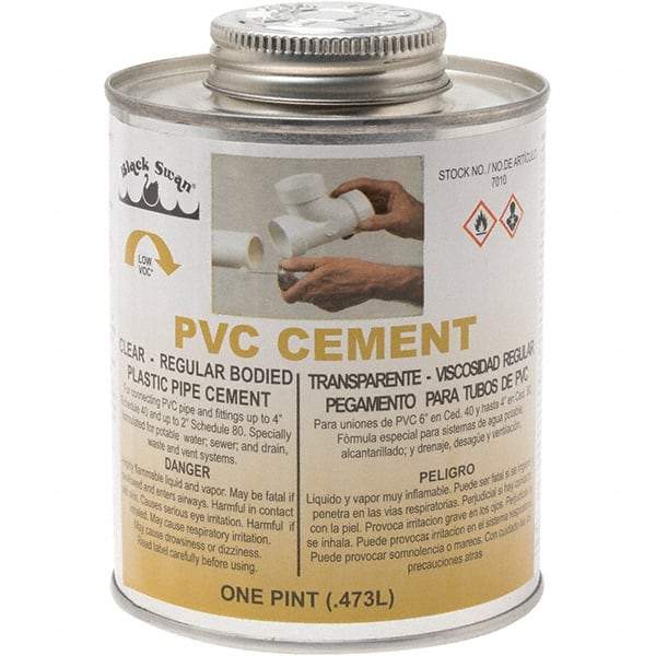 Black Swan - 1 Pt Regular Bodied Cement - Clear, Use with PVC - Americas Industrial Supply