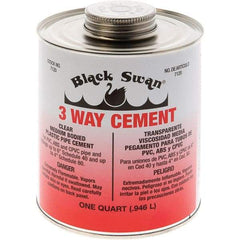 Black Swan - 1 Qt Medium Bodied Cement - Clear, Use with ABS, PVC & CPVC up to 6" Diam - Americas Industrial Supply