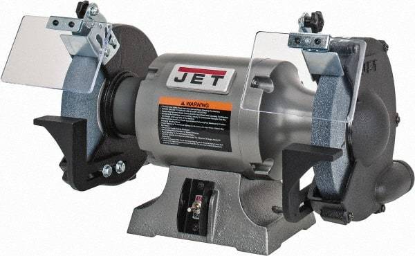 Jet - 8" Wheel Diam x 1" Wheel Width, 1 hp Grinder - 5/8" Arbor Hole Diam, 1 Phase, 3,450 Max RPM, 115 Volts - Americas Industrial Supply