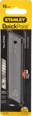 Stanley - 3 Piece Steel Utility Knife Blade - 2-1/8" OAL, 0.02" Blade Thickness - Americas Industrial Supply