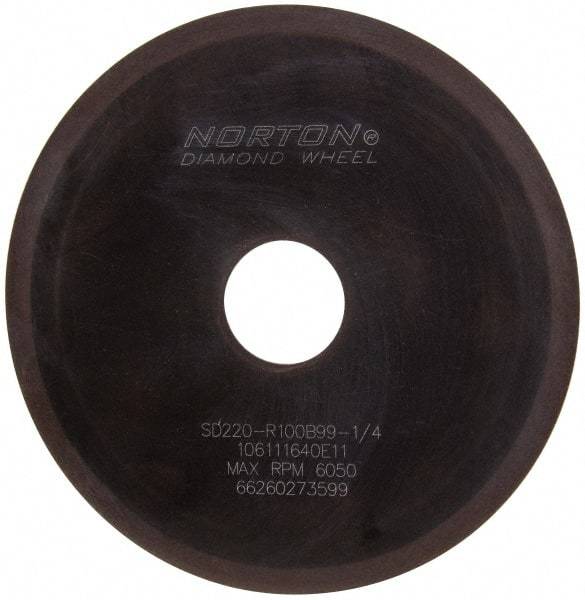 Norton - 6" Diam x 1-1/4" Hole x 1/16" Thick, 220 Grit Surface Grinding Wheel - Diamond, Type 1A1, Very Fine Grade, Resinoid Bond - Americas Industrial Supply