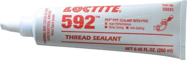 Loctite - 250 mL Tube, White, Medium Strength Paste Threadlocker - Series 592, 72 hr Full Cure Time, Hand Tool, Heat Removal - Americas Industrial Supply