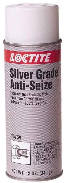 Loctite - 12 oz Aerosol High Temperature Anti-Seize Lubricant - Silver Colored, 1,600°F, Silver Colored, Water Resistant - Americas Industrial Supply