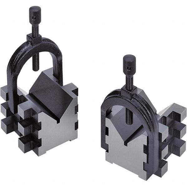 TESA Brown & Sharpe - 2" Max Capacity, 90° Angle, Hardened Steel V-Block - 2-1/2" Long x 2-1/2" Wide x 2" High, Sold as 2 Block Set - Americas Industrial Supply