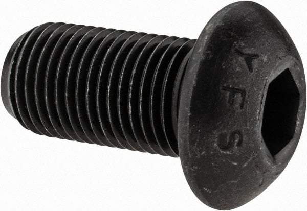 Value Collection - 1/2-20 UNF Hex Socket Drive, Button Screw - Alloy Steel, Black Oxide Finish, Fully Threaded, 1" Length Under Head - Americas Industrial Supply