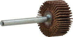 Merit Abrasives - 3/4" Diam x 3/8" Face Width, Fine Aluminum Oxide Coated Mounted Flap Wheel - 1/8" Shank Mount, 120 Grit, Cloth Backing, 35,000 Max RPM - Americas Industrial Supply