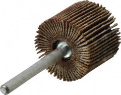 Merit Abrasives - 3/4" Diam x 5/8" Face Width, Fine Aluminum Oxide Coated Mounted Flap Wheel - 1/8" Shank Mount, 120 Grit, Cloth Backing, 35,000 Max RPM - Americas Industrial Supply
