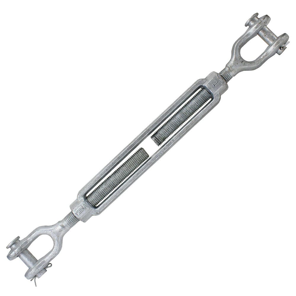 Turnbuckles; Turnbuckle Type: Jaw & Jaw; Working Load Limit: 10000 lb; Thread Size: 1-12 in; Turn-up: 12 in; Closed Length: 26.06 in; Material: Steel; Finish: Galvanized