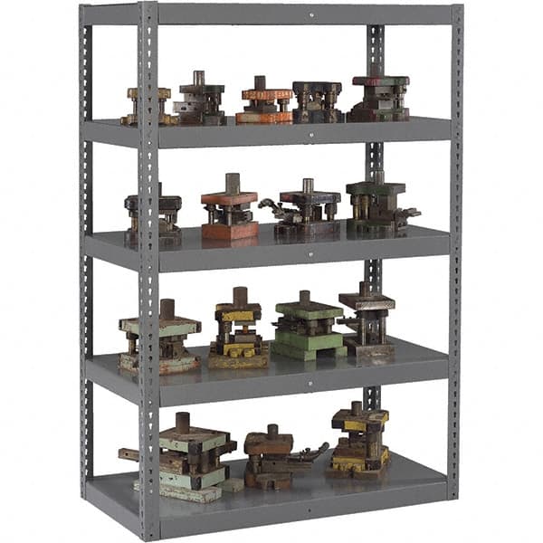 Tennsco - 5 Shelf Heavy-Duty Open Steel Shelving - 96" Wide x 96" High x 36" Deep, Medium Gray - Americas Industrial Supply