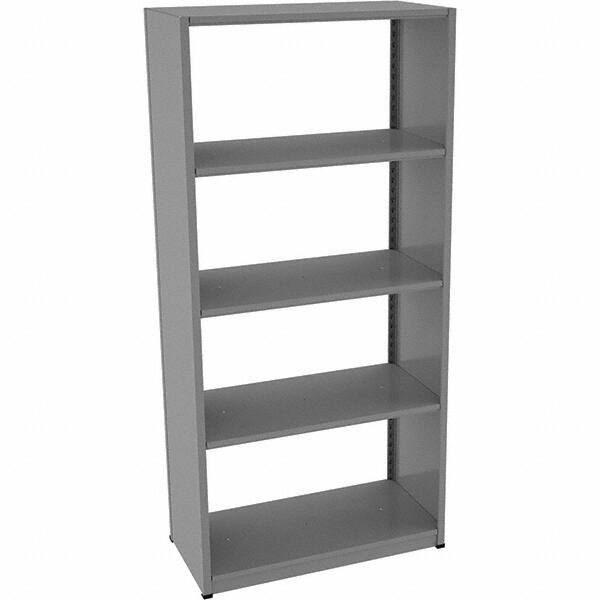 Tennsco - 5 Shelf Starter Open Steel Shelving - 36" Wide x 76" High x 18" Deep, Medium Gray - Americas Industrial Supply