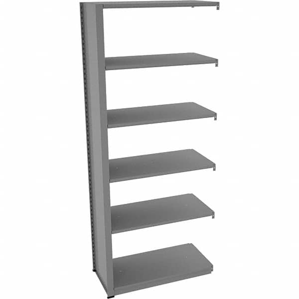 Tennsco - 6 Shelf Add-On Open Steel Shelving - 36" Wide x 88" High x 18" Deep, Medium Gray - Americas Industrial Supply