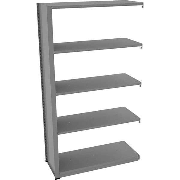 Tennsco - 5 Shelf Add-On Open Steel Shelving - 42" Wide x 76" High x 18" Deep, Medium Gray - Americas Industrial Supply