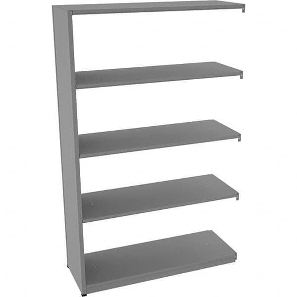 Tennsco - 5 Shelf Add-On Open Steel Shelving - 48" Wide x 76" High x 18" Deep, Medium Gray - Americas Industrial Supply