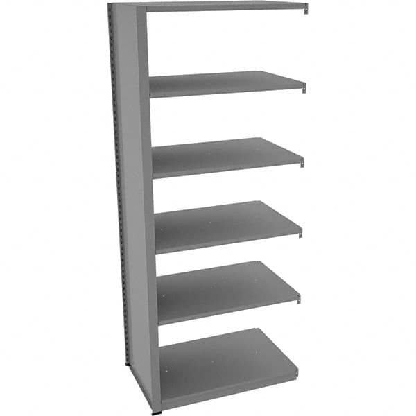 Tennsco - 6 Shelf Add-On Open Steel Shelving - 36" Wide x 88" High x 24" Deep, Medium Gray - Americas Industrial Supply