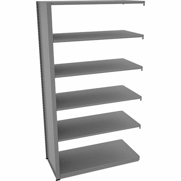Tennsco - 6 Shelf Add-On Open Steel Shelving - 48" Wide x 88" High x 24" Deep, Medium Gray - Americas Industrial Supply