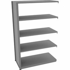 Tennsco - 5 Shelf Add-On Open Steel Shelving - 48" Wide x 76" High x 24" Deep, Medium Gray - Americas Industrial Supply