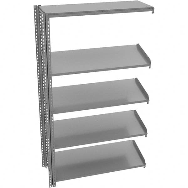 Tennsco - 5 Shelf Add-On Flat Slope Open Steel Shelving - 36" Wide x 84" High x 18" Deep, Medium Gray - Americas Industrial Supply
