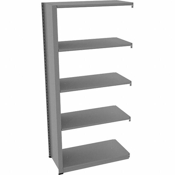 Tennsco - 5 Shelf Add-On Open Steel Shelving - 36" Wide x 76" High x 18" Deep, Medium Gray - Americas Industrial Supply