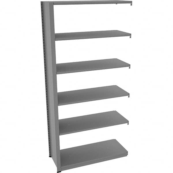 Tennsco - 6 Shelf Add-On Open Steel Shelving - 42" Wide x 88" High x 18" Deep, Medium Gray - Americas Industrial Supply