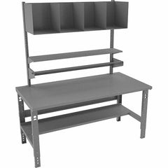 Tennsco - 72 Wide x 30" Deep x 83-7/16" High, Steel Workbench with Lower Shelf - Adjustable Legs, Medium Gray - Americas Industrial Supply