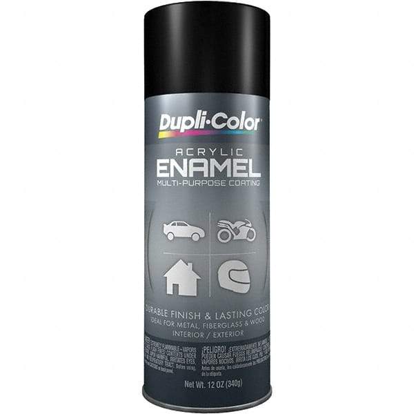 Dupli-Color - Black, Semi Gloss, Acrylic Enamel Spray Paint - 12 to 14 Sq Ft per Can, 12 oz Container - Americas Industrial Supply