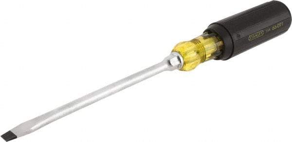 Stanley - 5/16" Blade Width, 11" OAL Standard Slotted Screwdriver - 6" Blade Length, Round Shank, Acetate with Rubber Grip Handle - Americas Industrial Supply