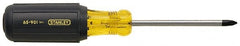 Stanley - #1, 6-3/4" OAL, Standard Phillips Screwdriver - 3" Blade Length, Round Shank, Acetate with Rubber Grip Handle - Americas Industrial Supply