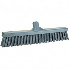 Vikan - 16" Fine Particle Polyester Push Broom - 2" Bristle Length, Plastic Block, European Threaded Handle Connection, Handle Sold Separately - Americas Industrial Supply