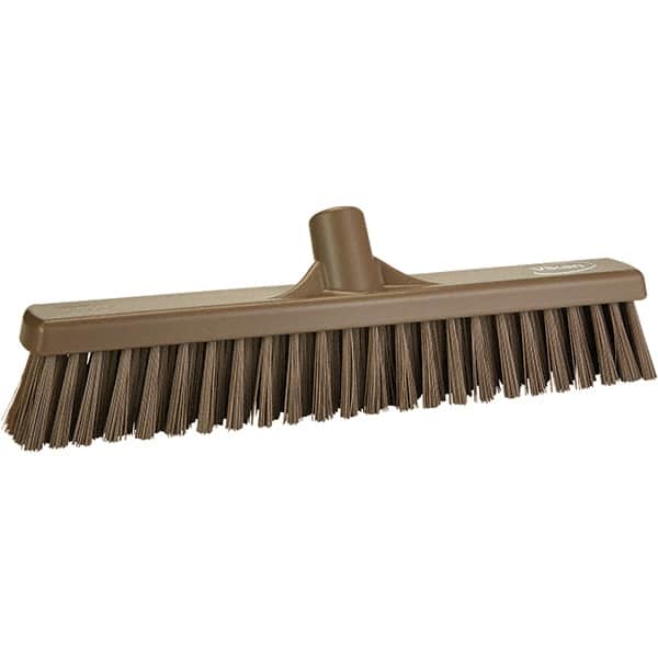 Vikan - 16" Fine Particle Polyester Push Broom - 2" Bristle Length, Plastic Block, European Threaded Handle Connection, Handle Sold Separately - Americas Industrial Supply