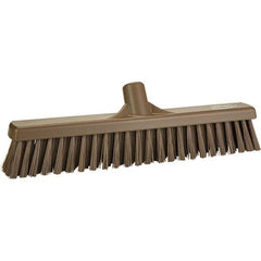 Vikan - 16" Fine Particle Polyester Push Broom - 2" Bristle Length, Plastic Block, European Threaded Handle Connection, Handle Sold Separately - Americas Industrial Supply
