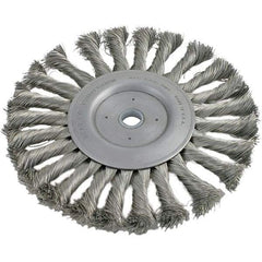 Brush Research Mfg. - 6" OD, 1/2 & 5/8" Arbor Hole, Knotted Stainless Steel Wheel Brush - 5/8" Face Width, 1-7/16" Trim Length, 8,000 RPM - Americas Industrial Supply